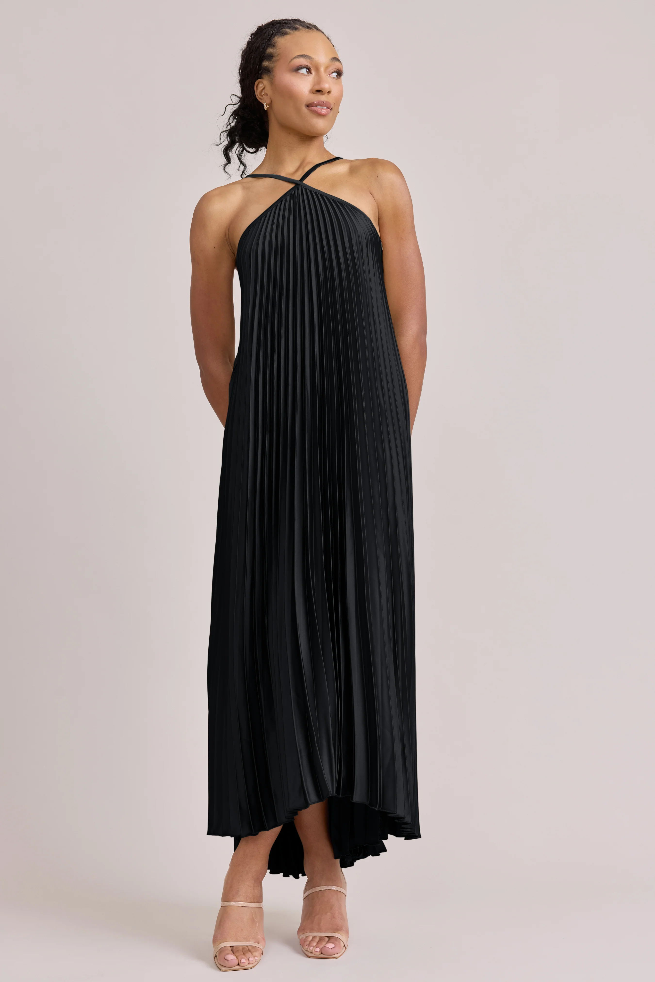 Rayne Satin Pleated Dress | Made To Order - Image 107