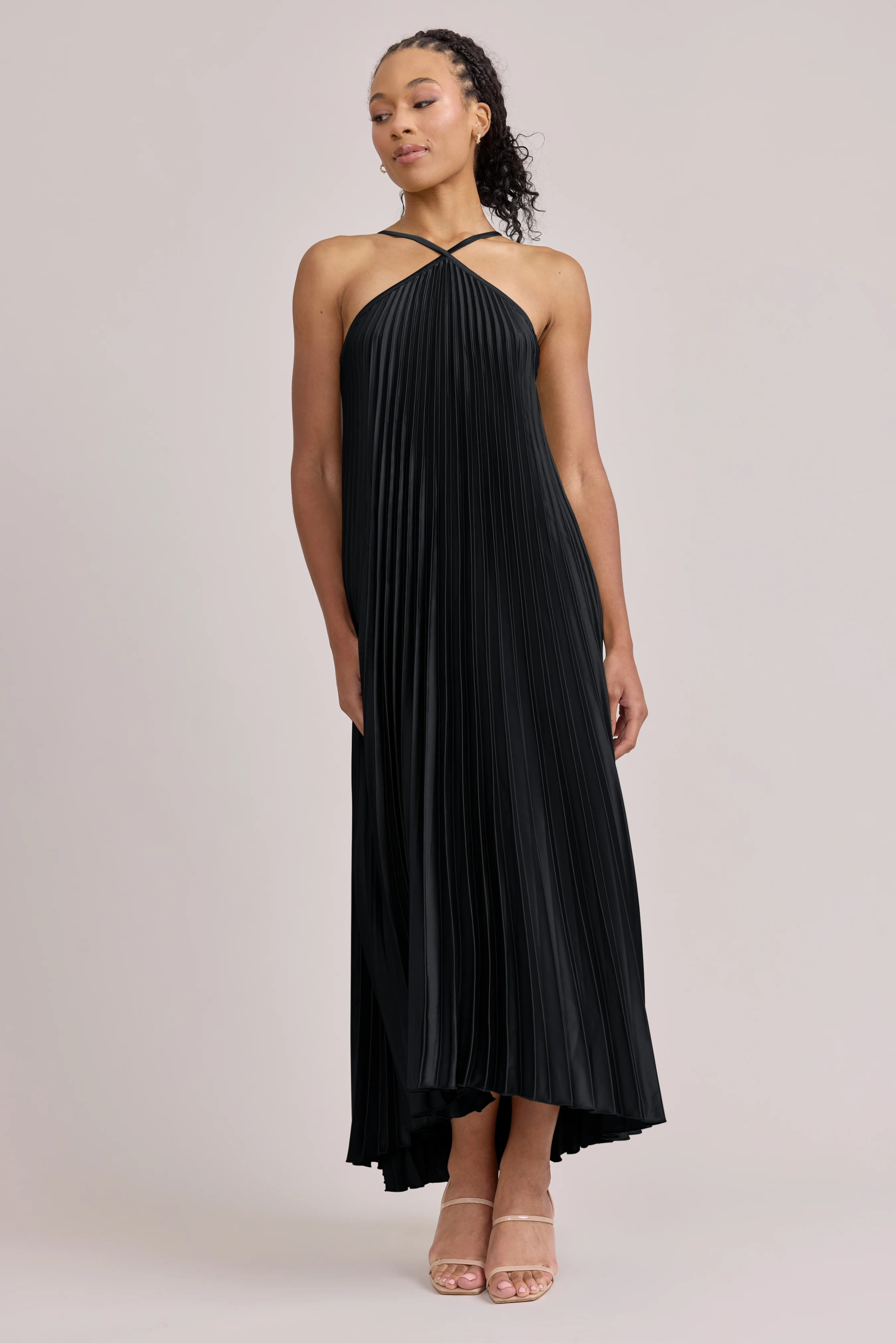 Rayne Satin Pleated Dress | Made To Order - Image 109