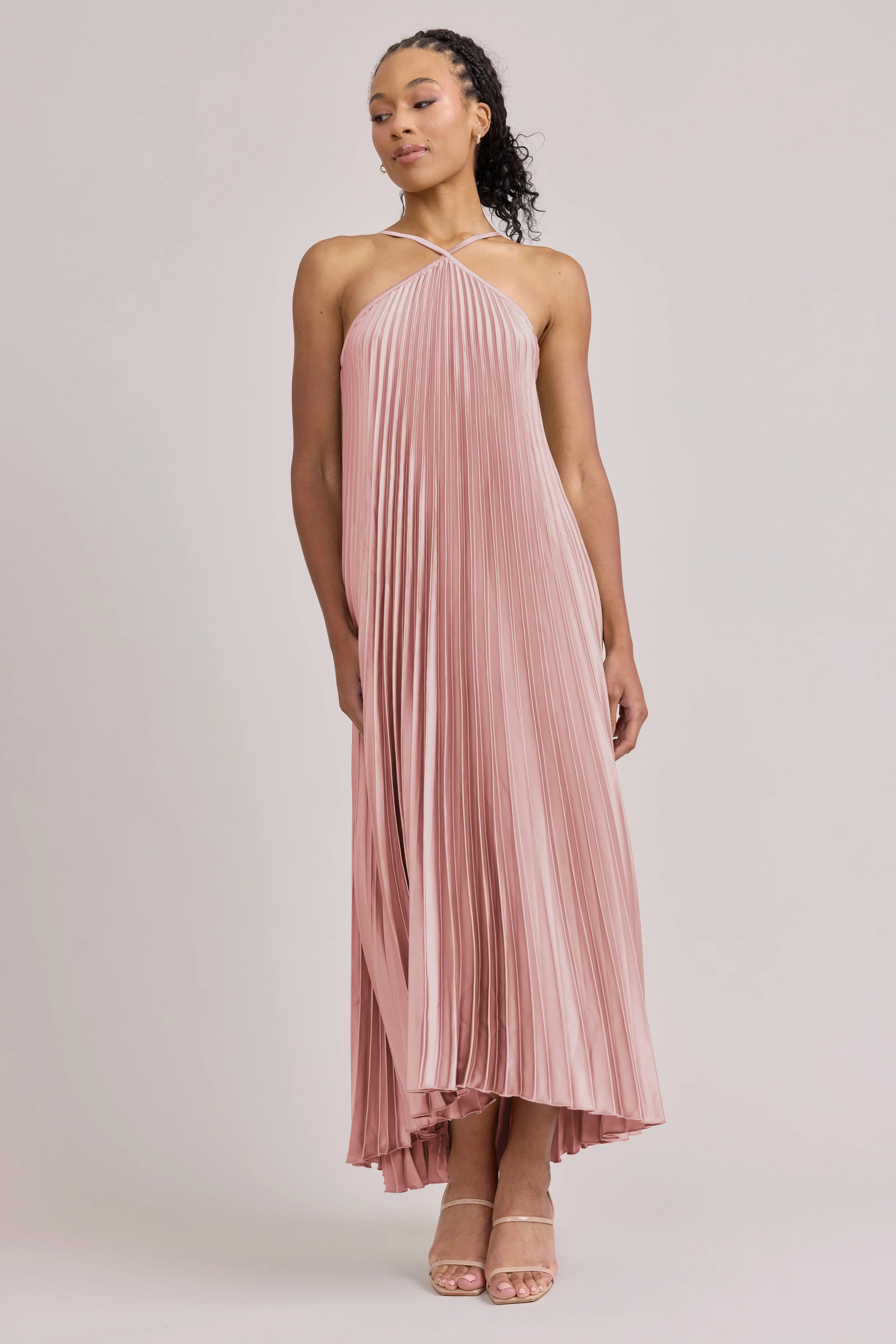 Rayne Satin Pleated Dress | Made To Order - Image 116
