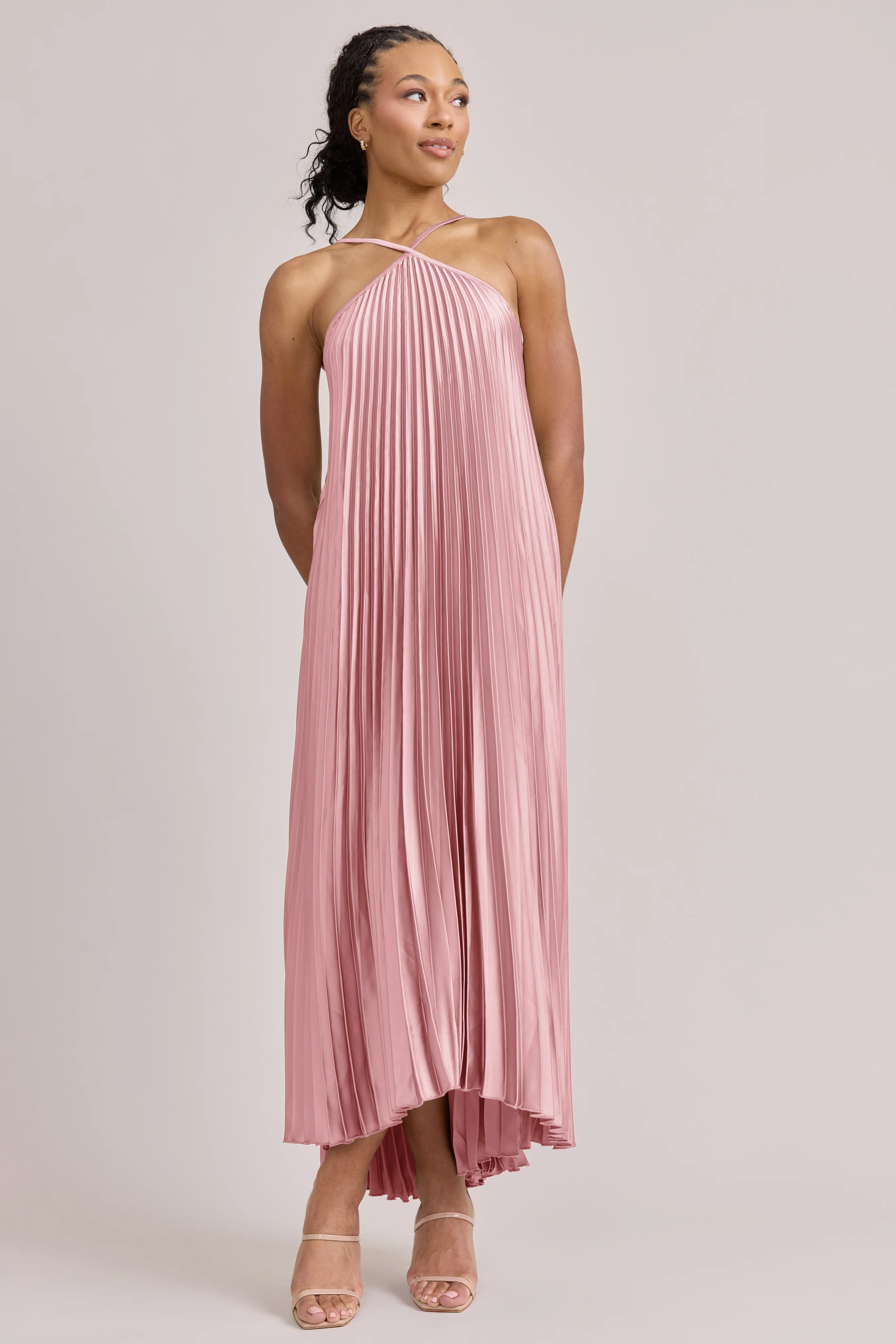 Rayne Satin Pleated Dress | Made To Order - Image 133