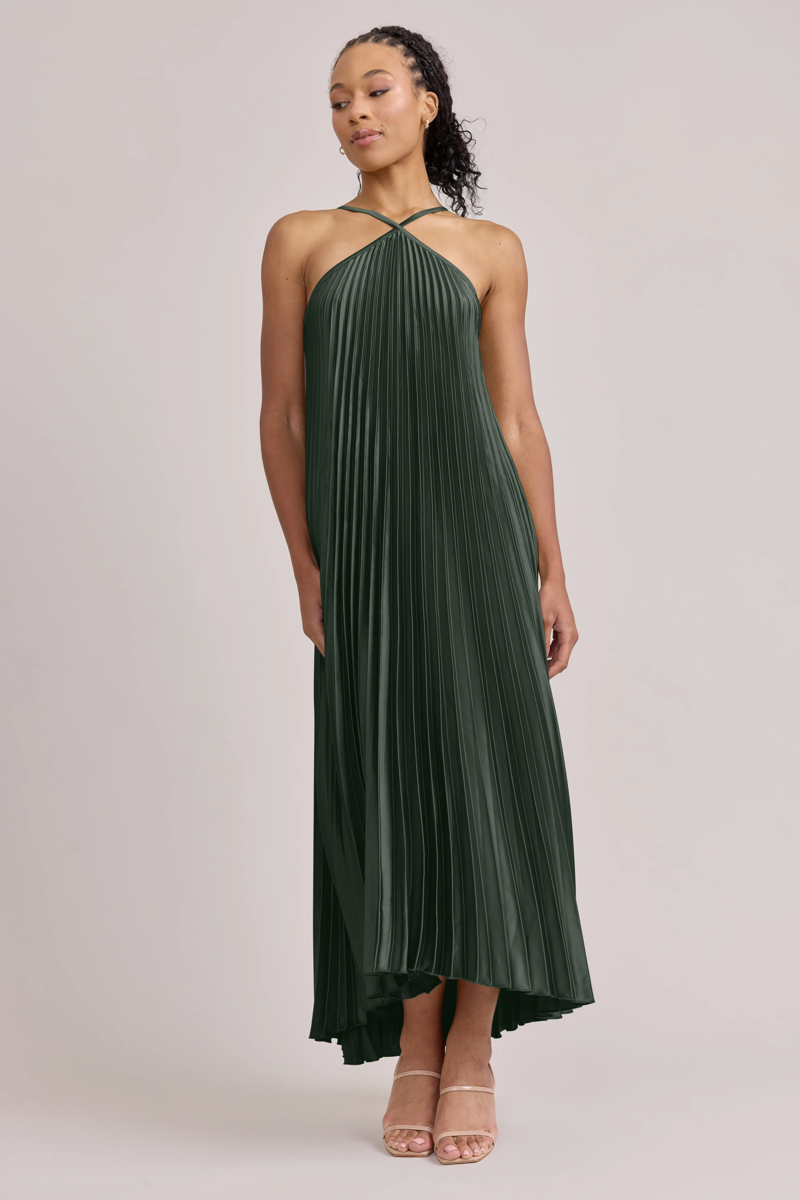 Rayne Satin Pleated Dress | Made To Order - Image 14