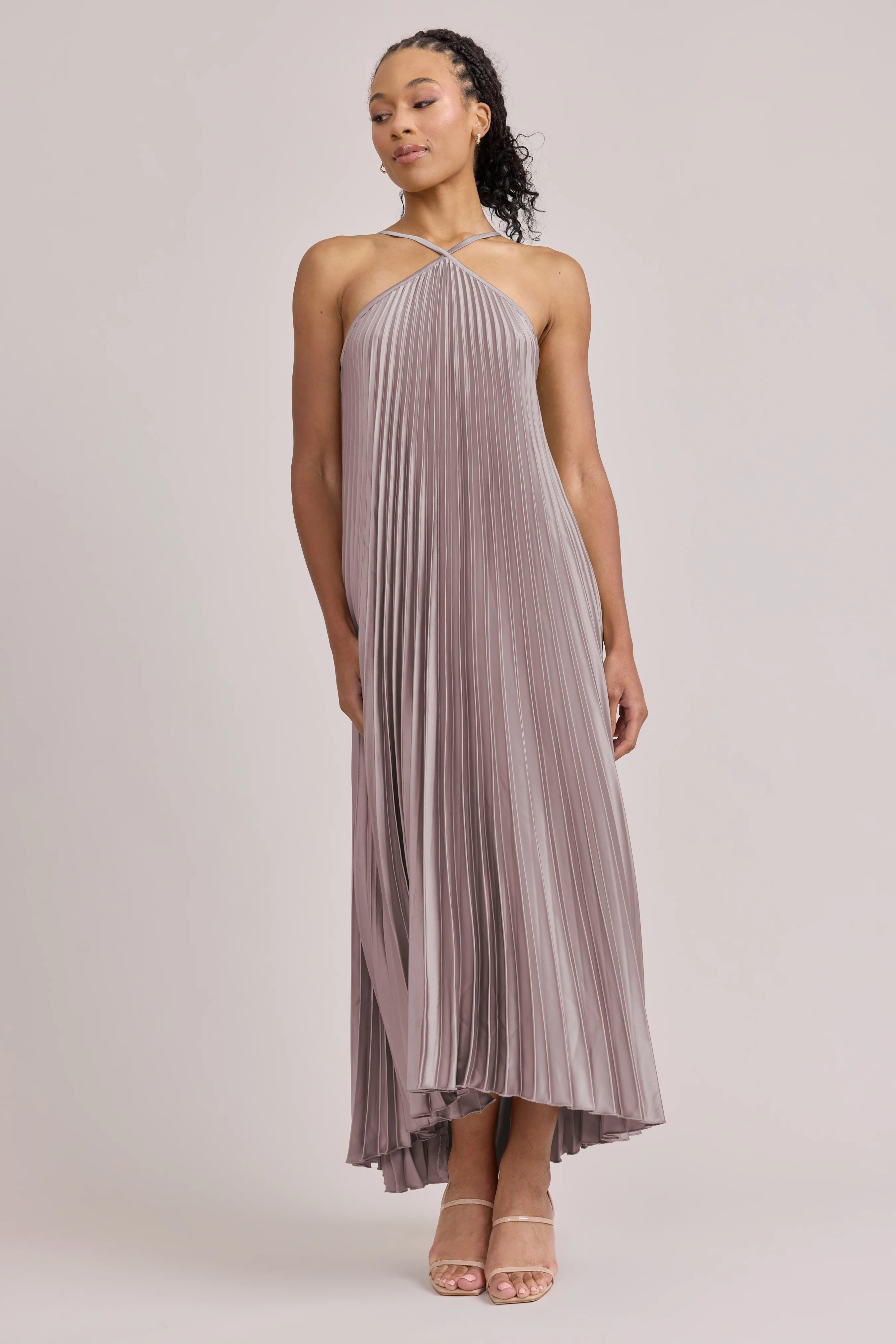 Rayne Satin Pleated Dress | Made To Order - Image 147