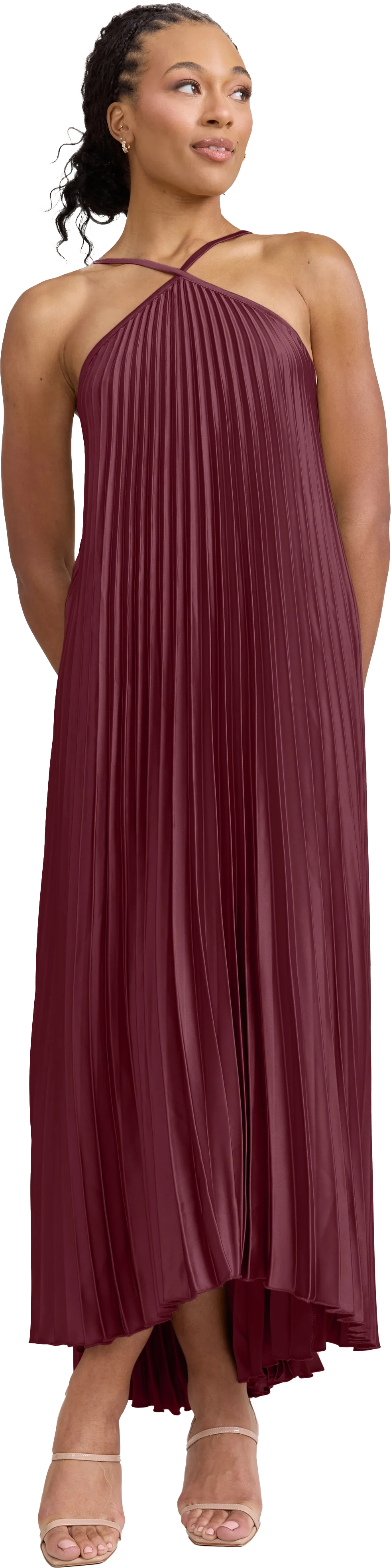 Rayne Satin Pleated Dress | Made To Order - Image 168