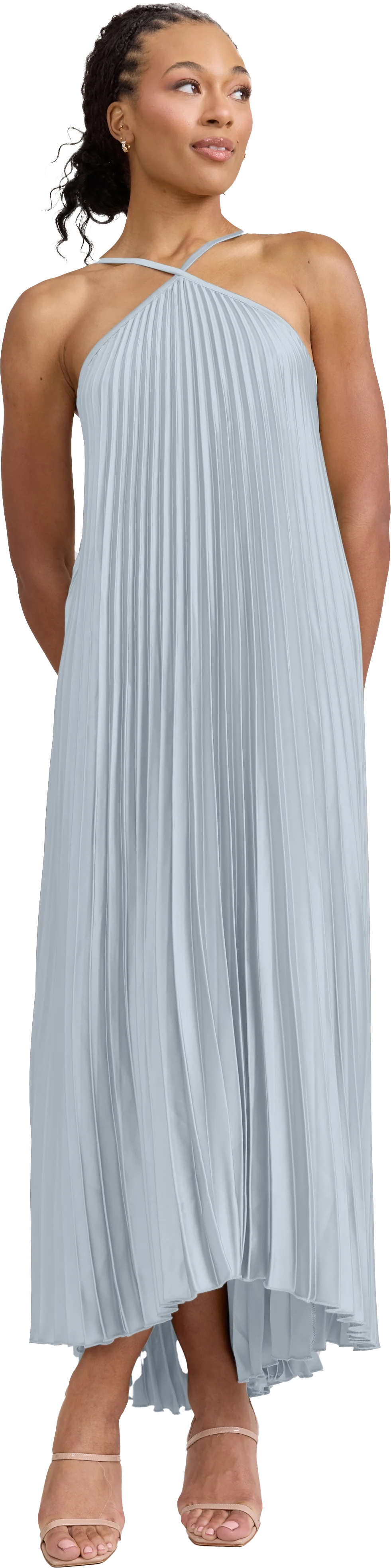 Rayne Satin Pleated Dress | Made To Order - Image 173