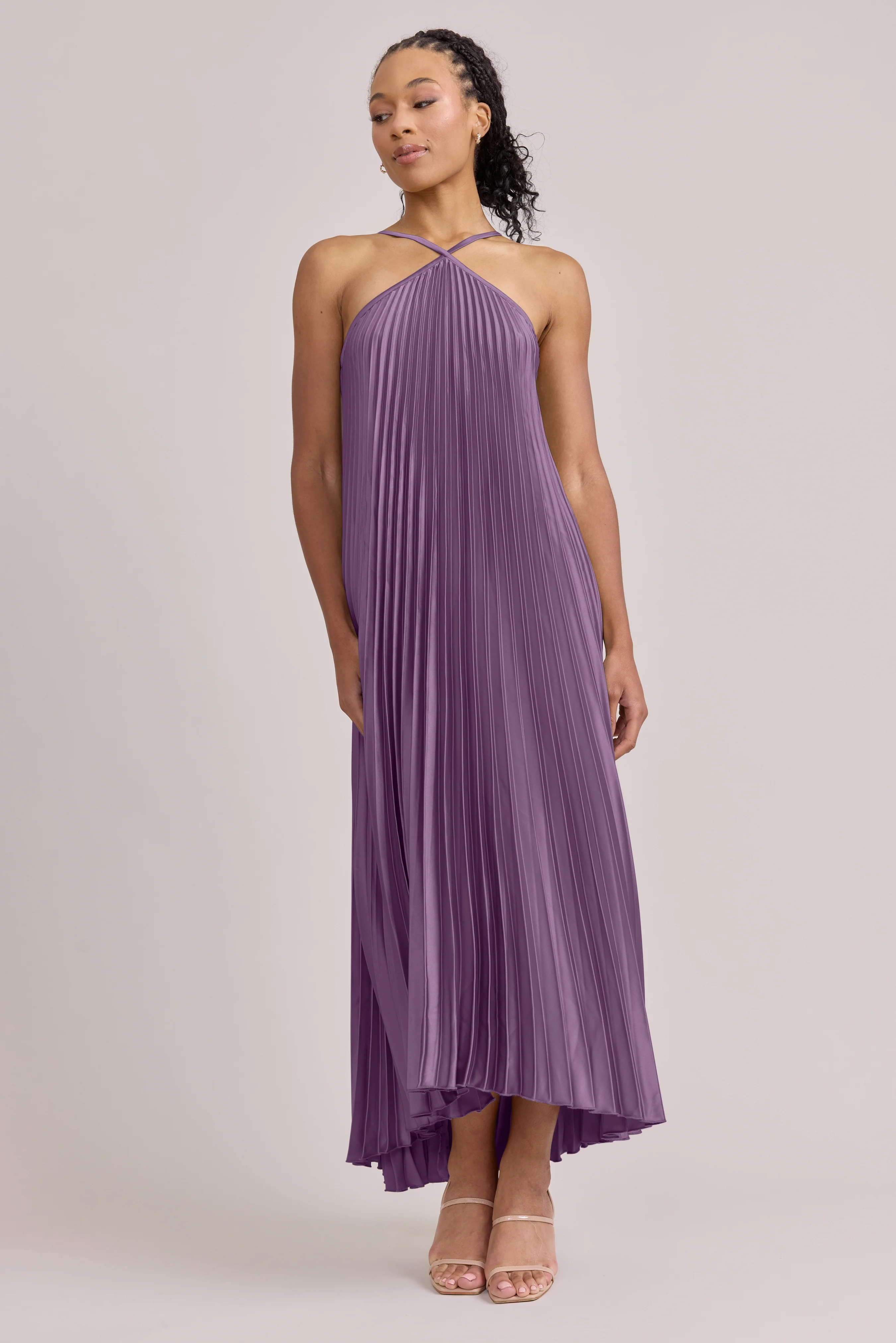 Rayne Satin Pleated Dress | Made To Order - Image 18