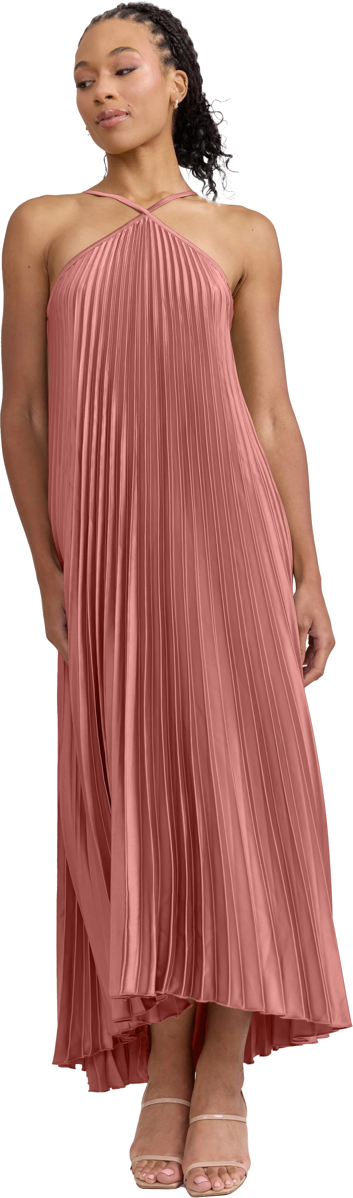 Rayne Satin Pleated Dress | Made To Order - Image 180