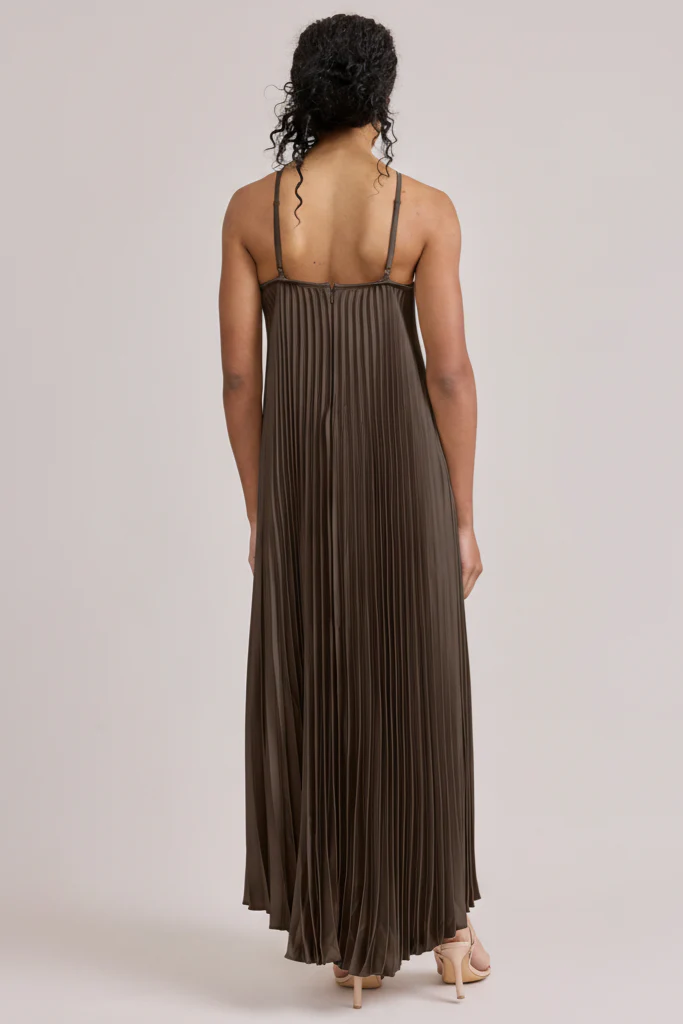 Rayne Satin Pleated Dress | Made To Order - Image 220