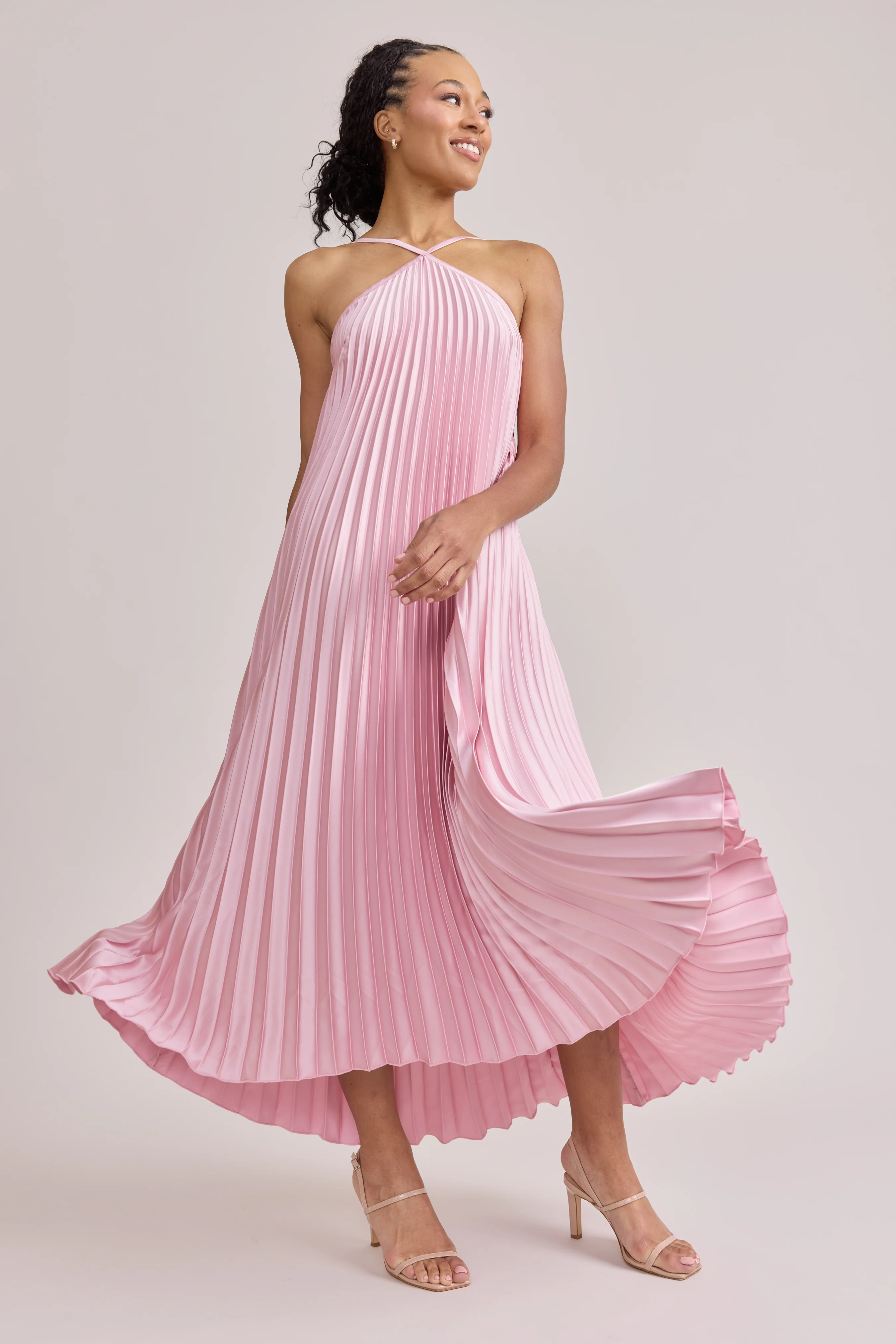 Rayne Satin Pleated Dress | Made To Order - Image 5