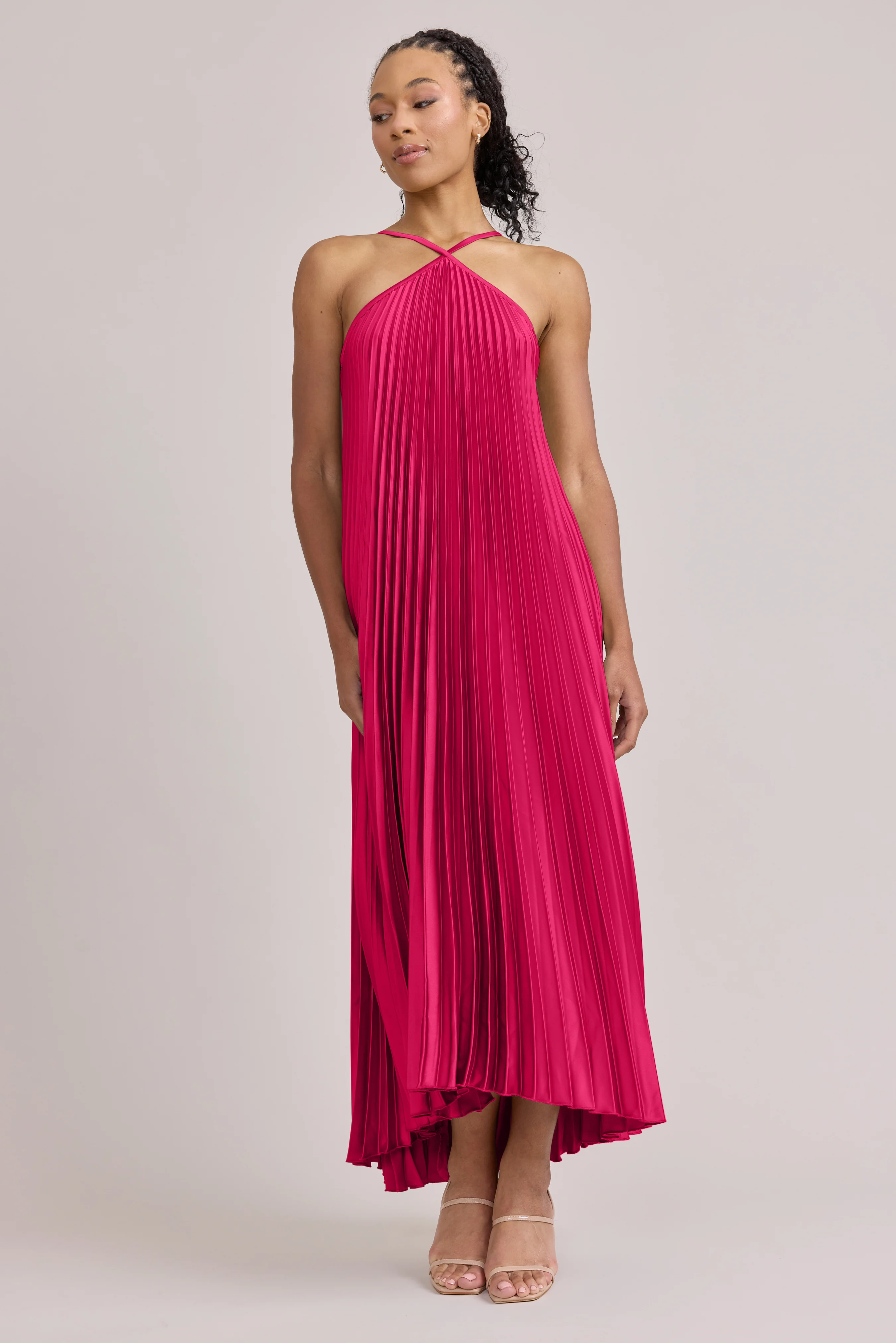 Rayne Satin Pleated Dress | Made To Order - Image 72