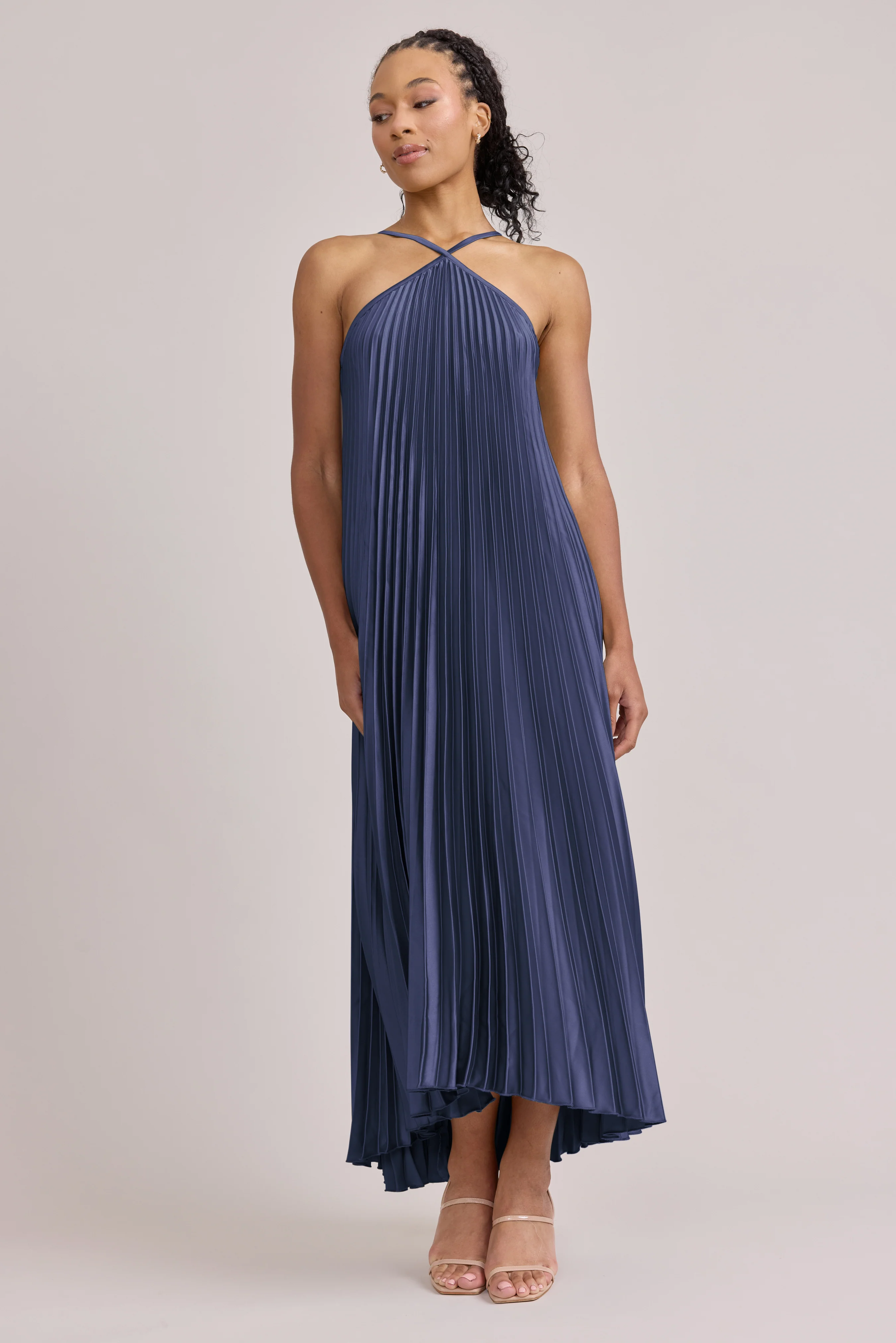 Rayne Satin Pleated Dress | Made To Order - Image 74