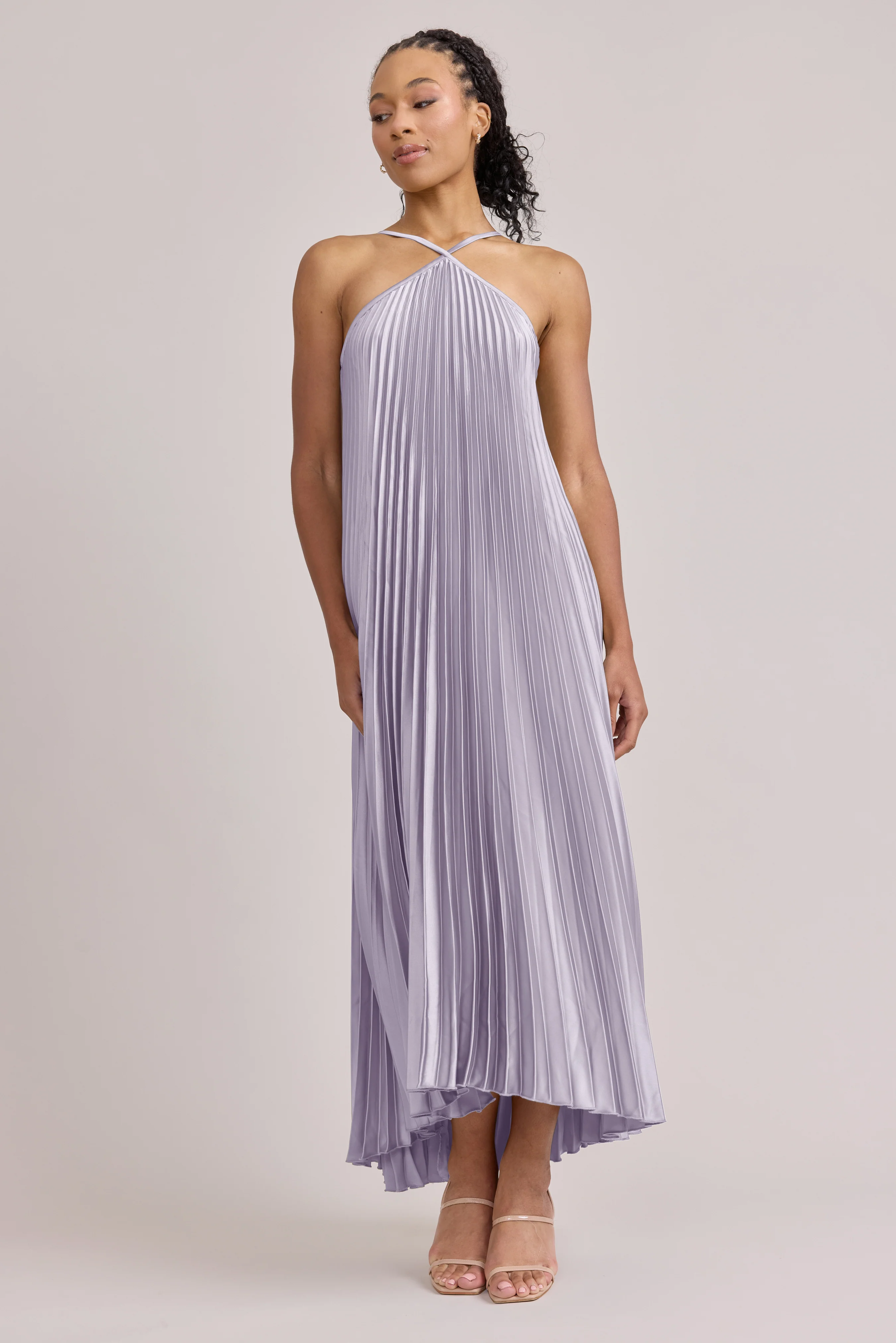 Rayne Satin Pleated Dress | Made To Order - Image 77