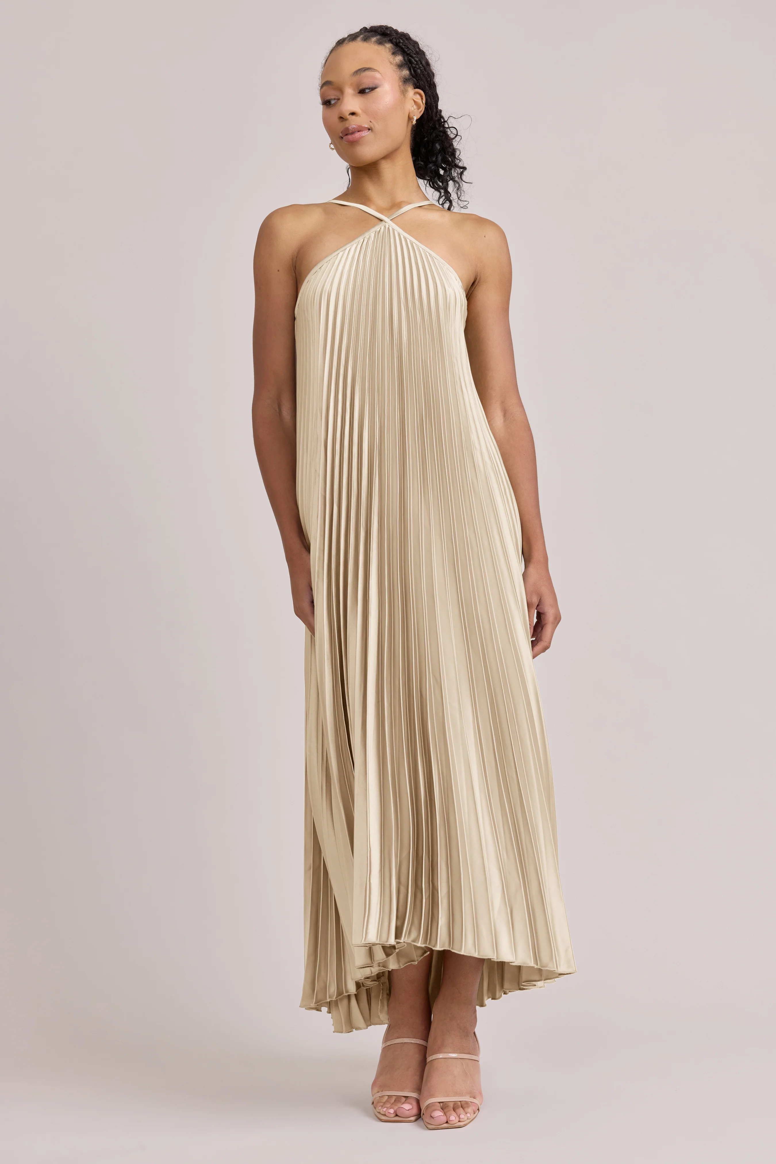 Rayne Satin Pleated Dress | Made To Order - Image 88