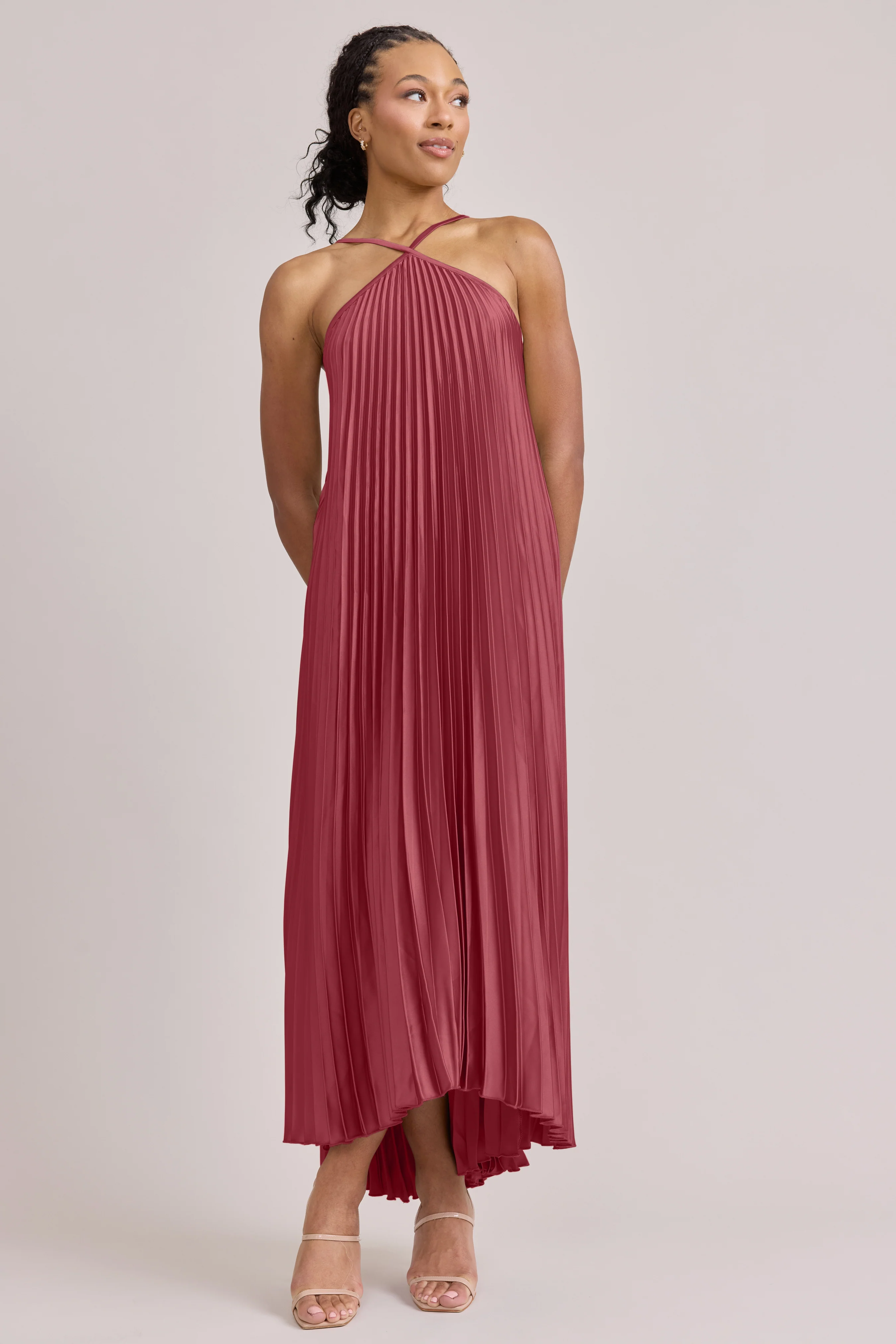 Rayne Satin Pleated Dress | Made To Order - Image 9