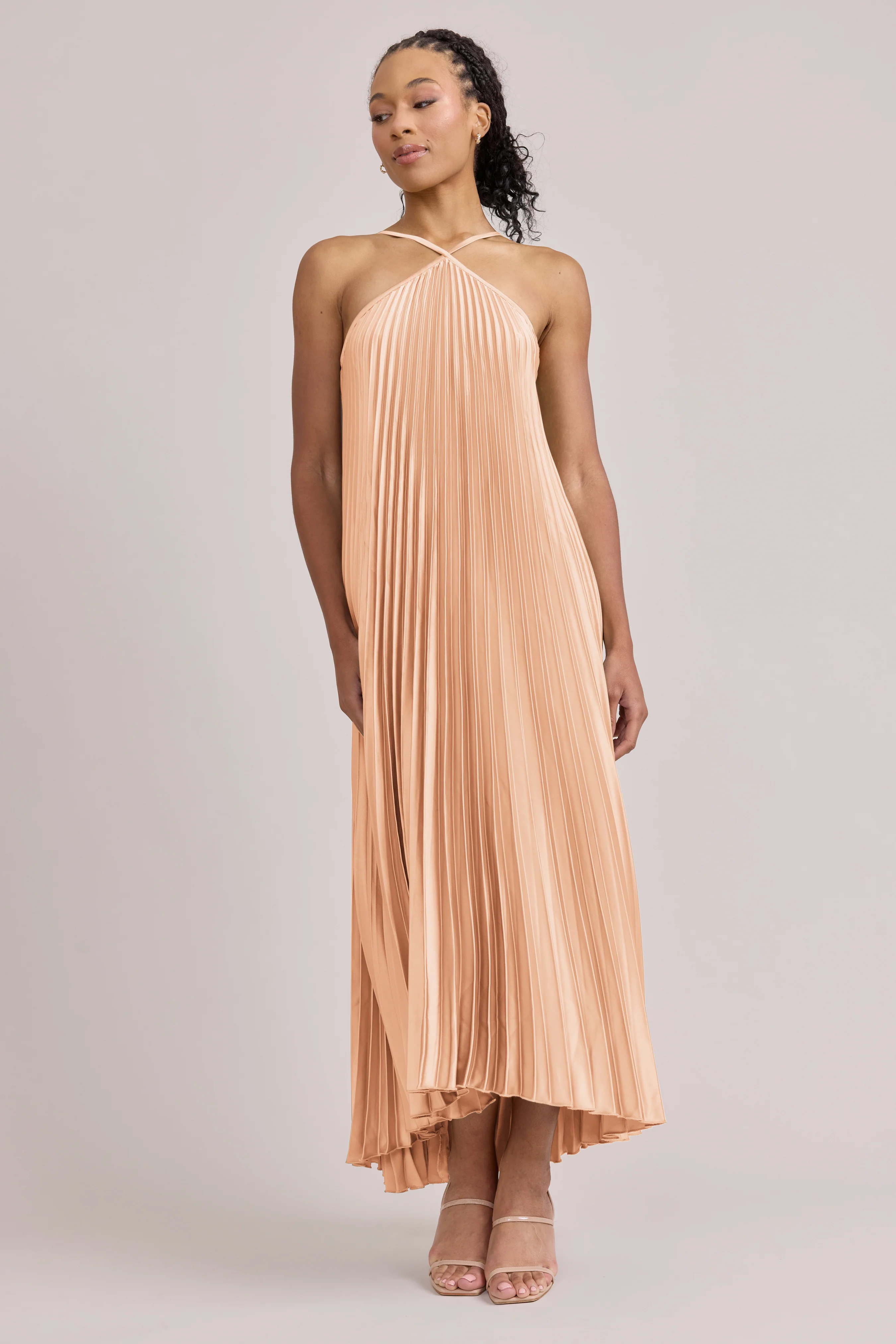 Rayne Satin Pleated Dress | Made To Order - Image 91