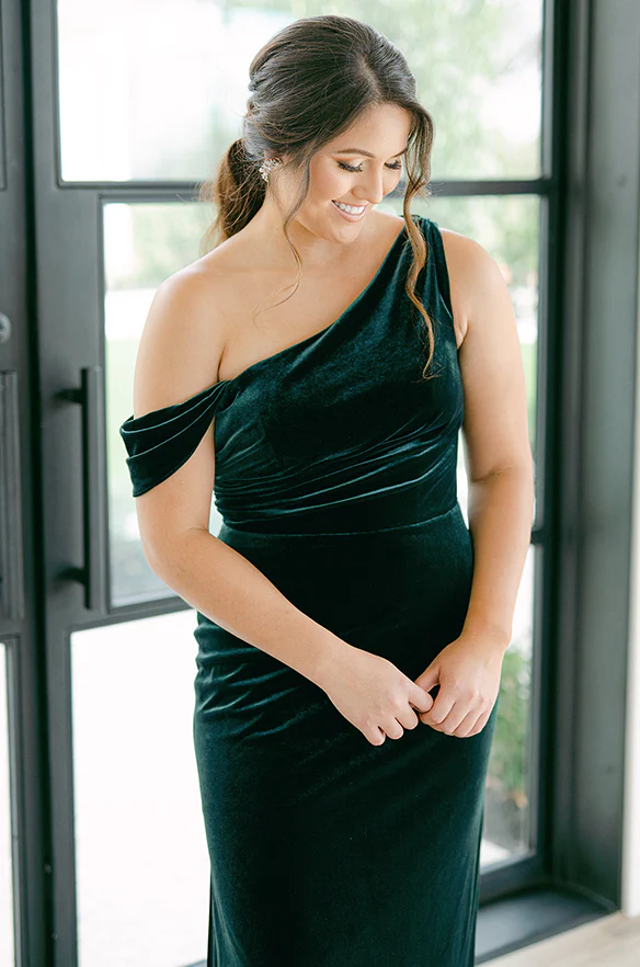 Sample Classic Emerald Moira Convertible Velvet Dress | Ready To Ship