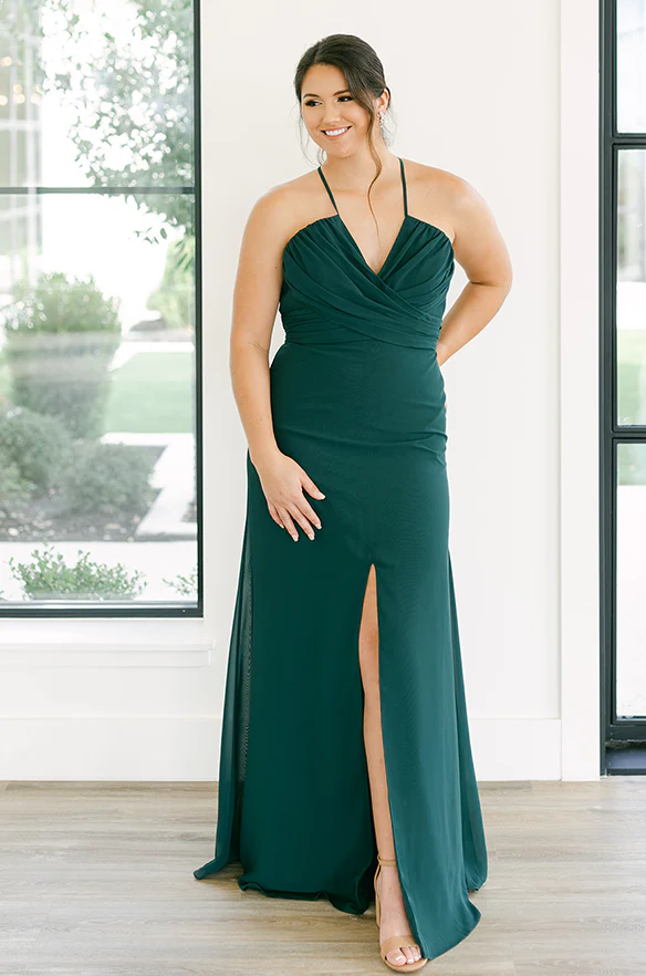 Sample Classic Emerald Nayeli Chiffon Dress | Ready To Ship