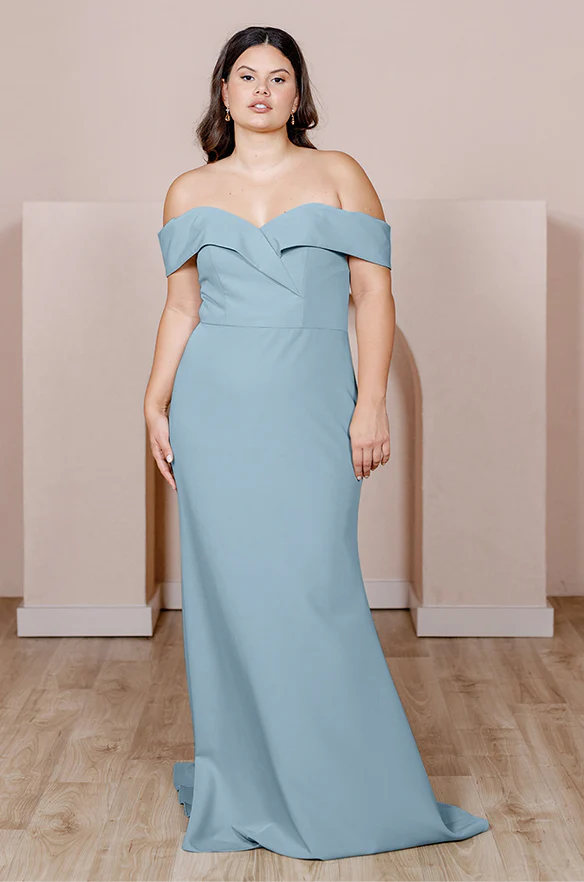 Sample French Blue Bardot Crepe Dress | Ready To Ship