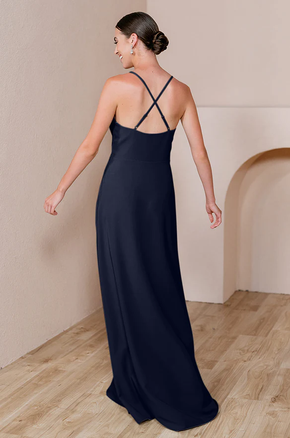 Sample Navy Blue Carmen Crepe Dress | Ready To Ship - Image 2