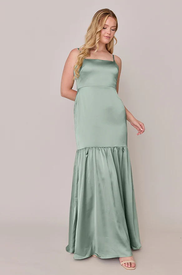 Sample Sage Astrid Satin Dress | Ready To Ship