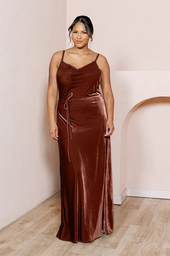 Sample Terracotta Zuri Velvet Dress | Ready To Ship
