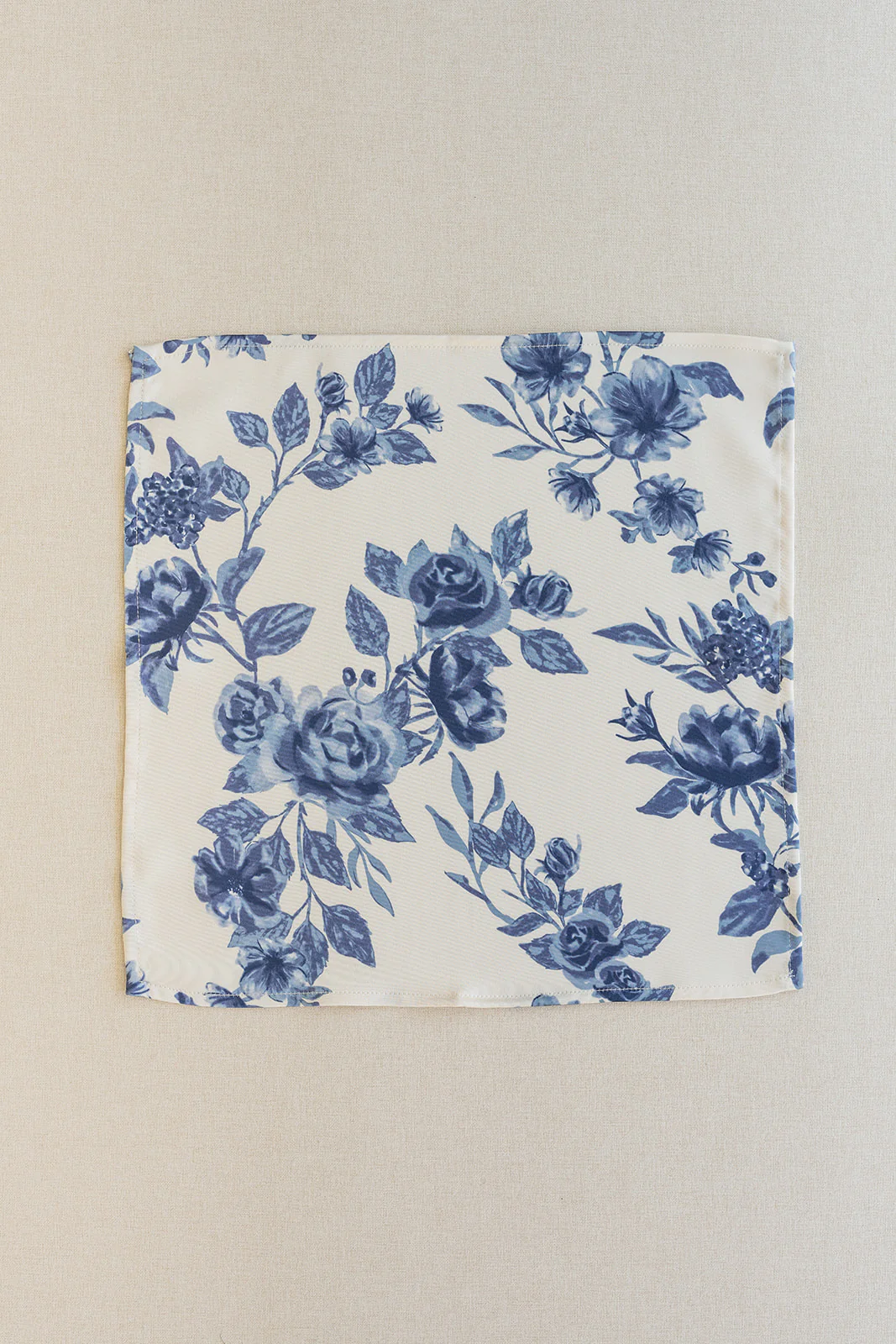 Satin Floral Print Pocket Square | Ready To Ship | Dusty Blue Bouquet