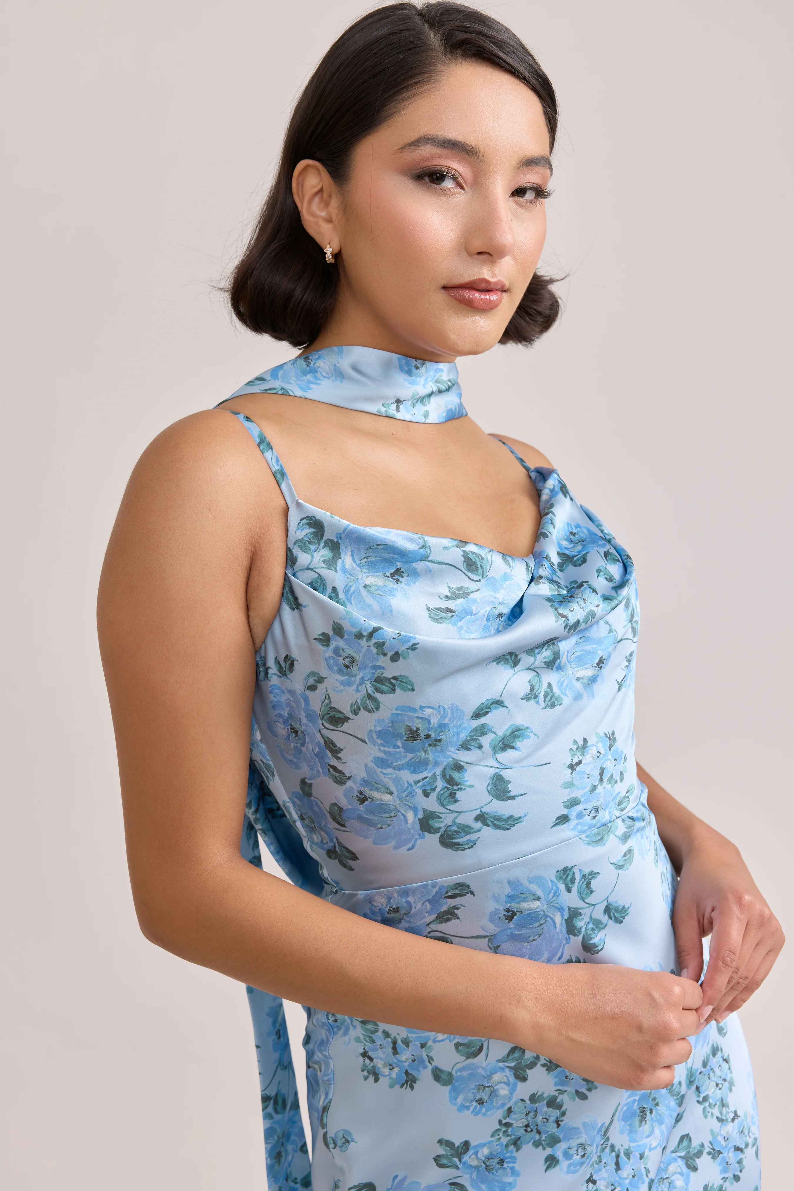 Satin Floral Print Skinny Scarf | Made To Order - Image 7