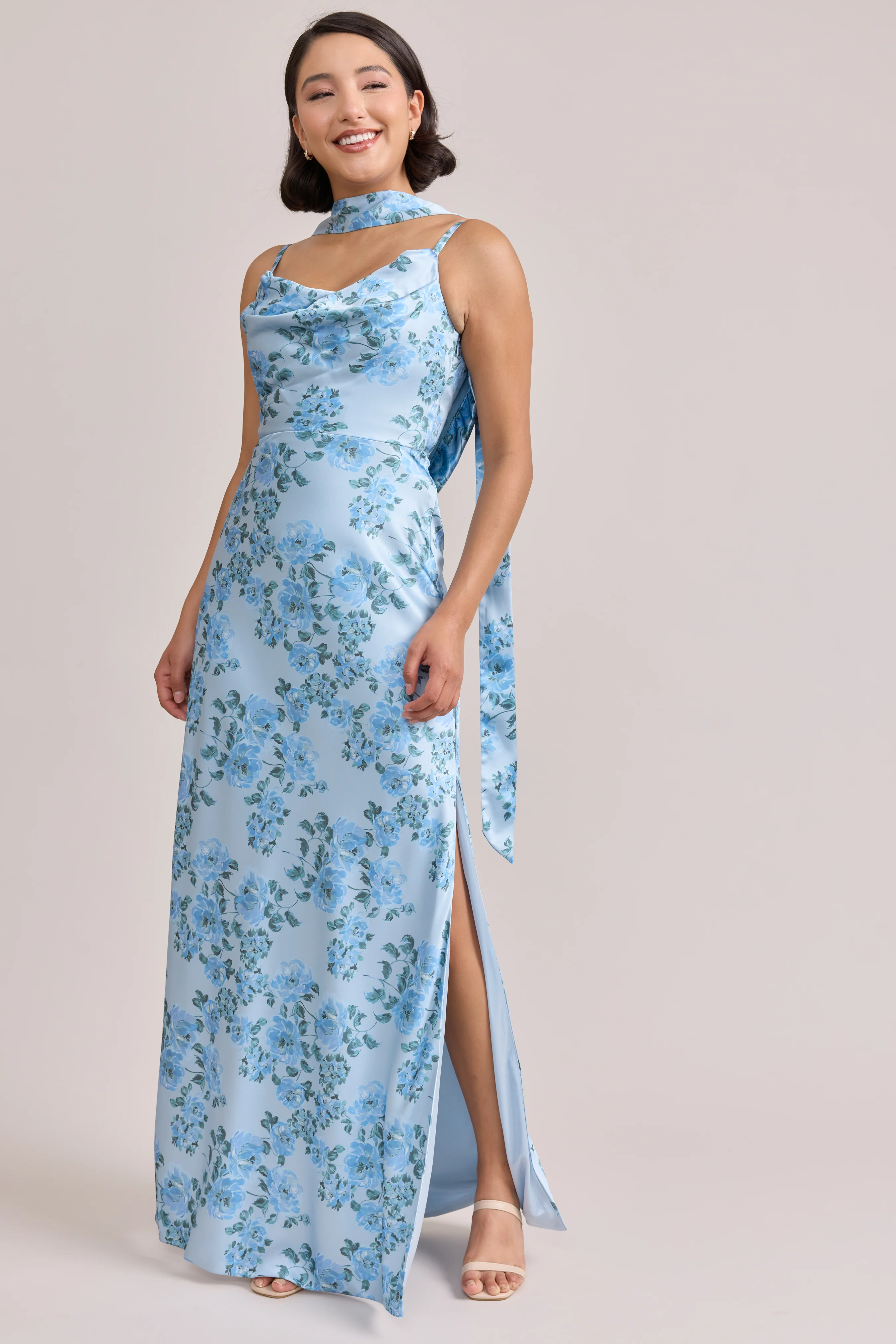 Satin Floral Print Skinny Scarf | Made To Order - Image 9