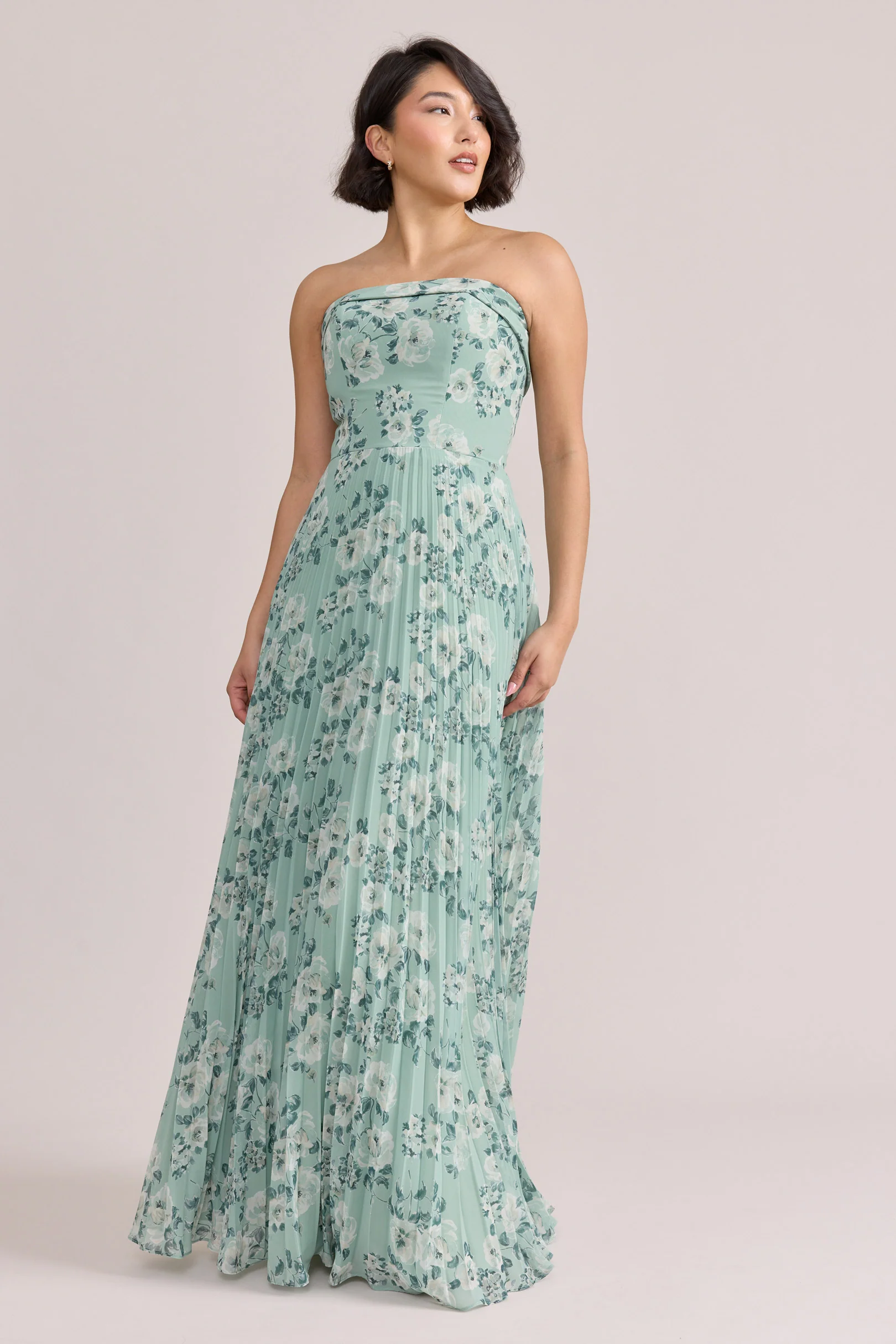 Saylor Chiffon Pleated Floral Print Dress | Made To Order - Image 10