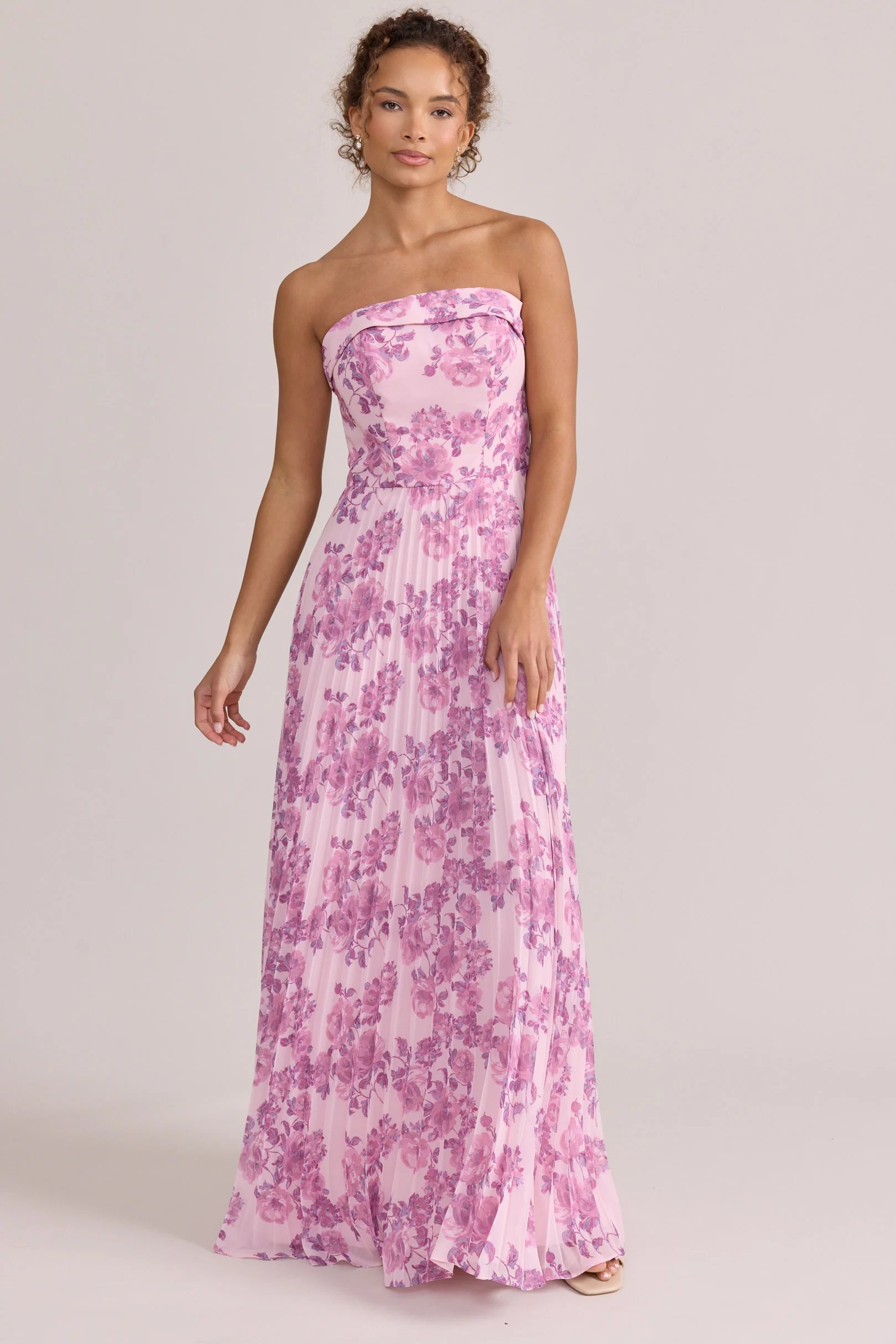 Saylor Chiffon Pleated Floral Print Dress | Made To Order - Image 14