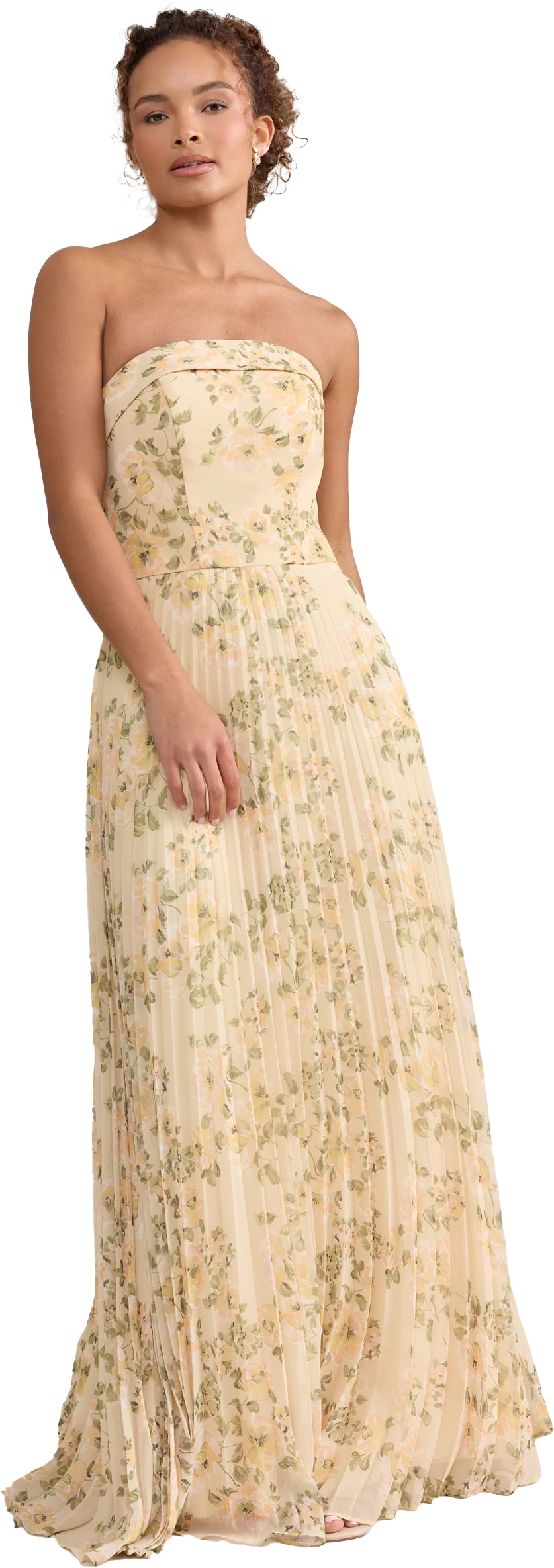 Saylor Chiffon Pleated Floral Print Dress | Made To Order - Image 16