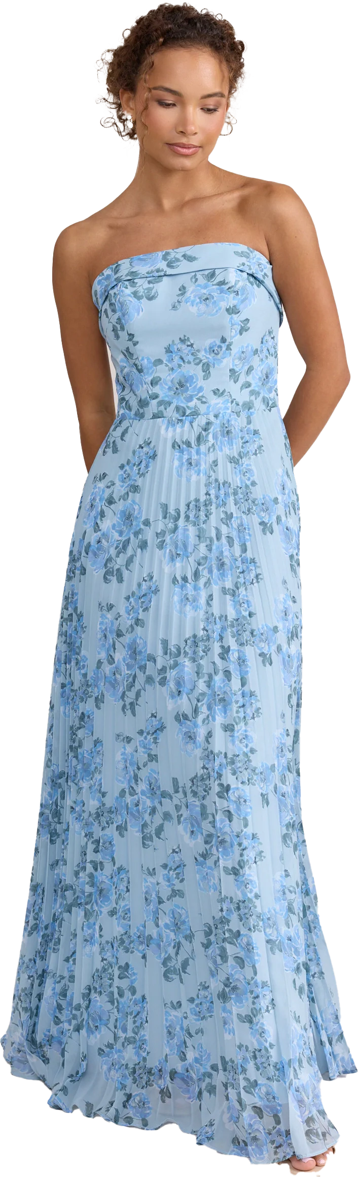 Saylor Chiffon Pleated Floral Print Dress | Made To Order - Image 19