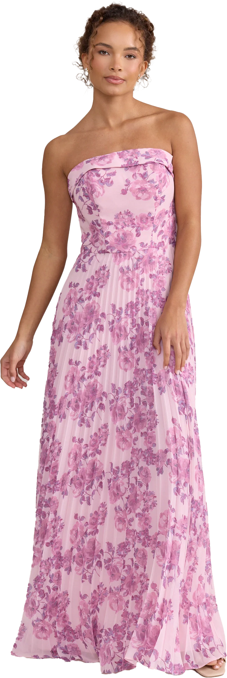 Saylor Chiffon Pleated Floral Print Dress | Made To Order - Image 20