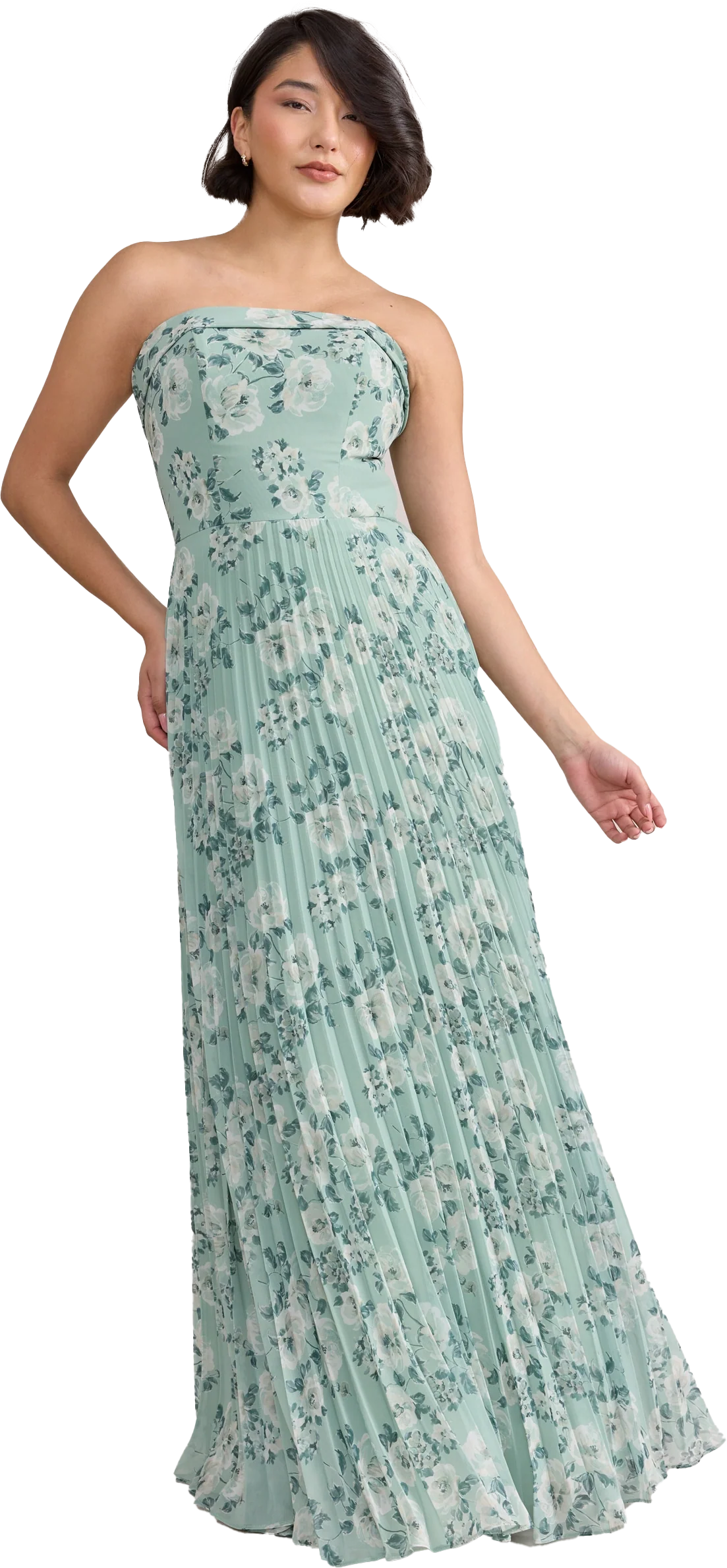 Saylor Chiffon Pleated Floral Print Dress | Made To Order - Image 21