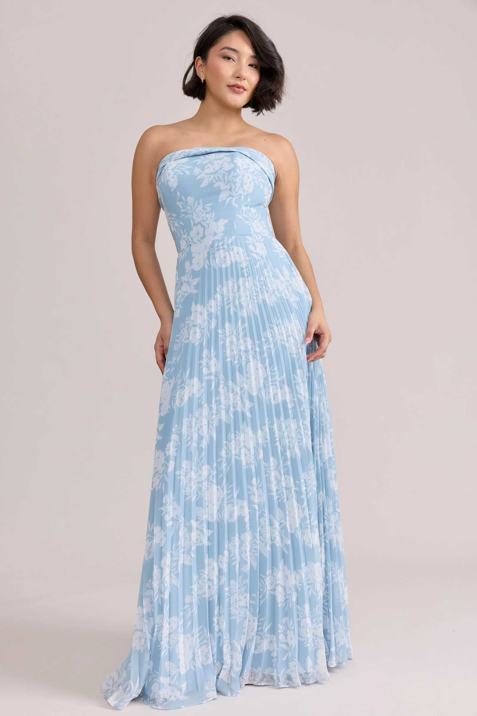 Saylor Chiffon Pleated Floral Print Dress | Made To Order - Image 6