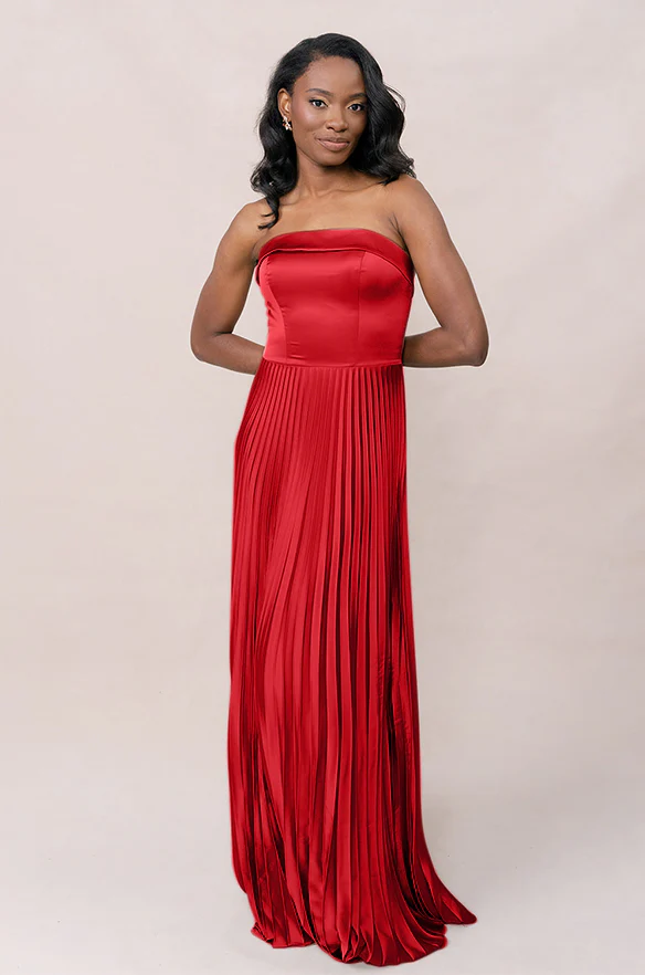 Saylor Satin Pleated Dress | Made To Order - Image 37