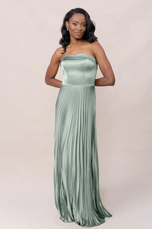 Saylor Satin Pleated Dress | Made To Order - Image 43