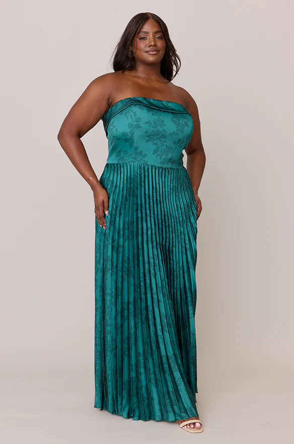 Saylor Satin Pleated Floral Print Dress | Made To Order - Image 17