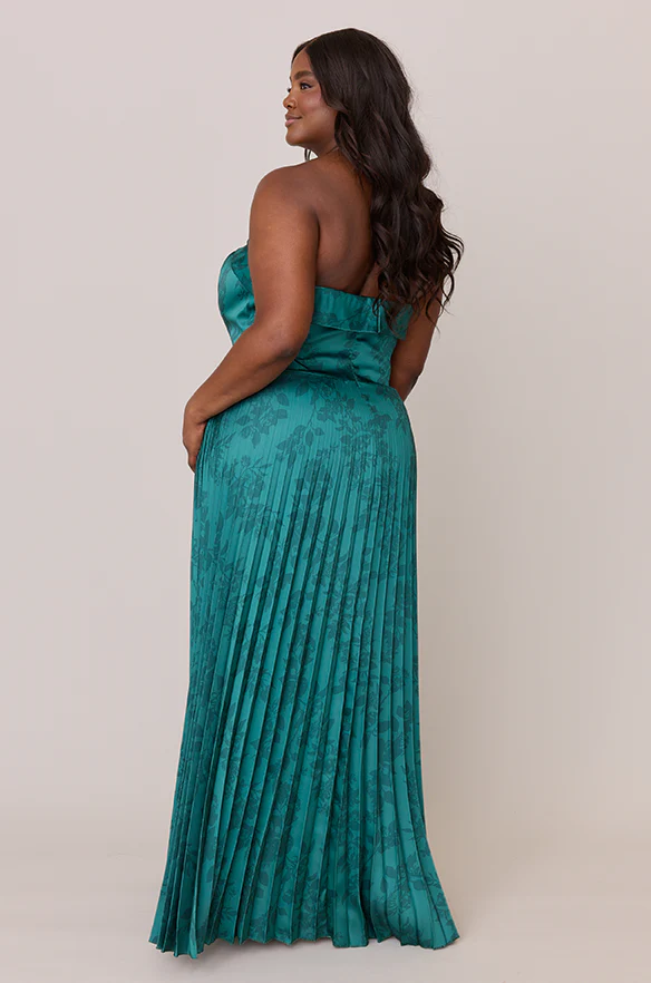 Saylor Satin Pleated Floral Print Dress | Made To Order - Image 18