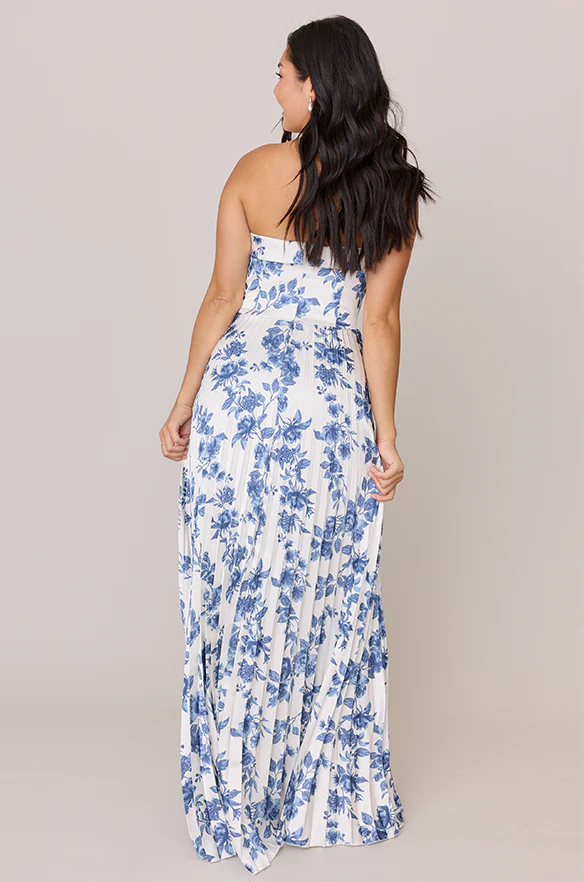 Saylor Satin Pleated Floral Print Dress | Made To Order - Image 20