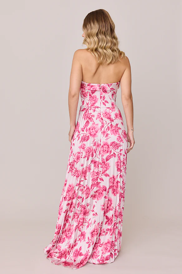 Saylor Satin Pleated Floral Print Dress | Made To Order - Image 24
