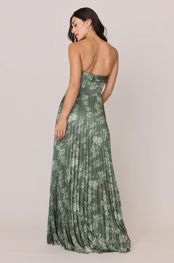 Saylor Satin Pleated Floral Print Dress | Made To Order - Image 33