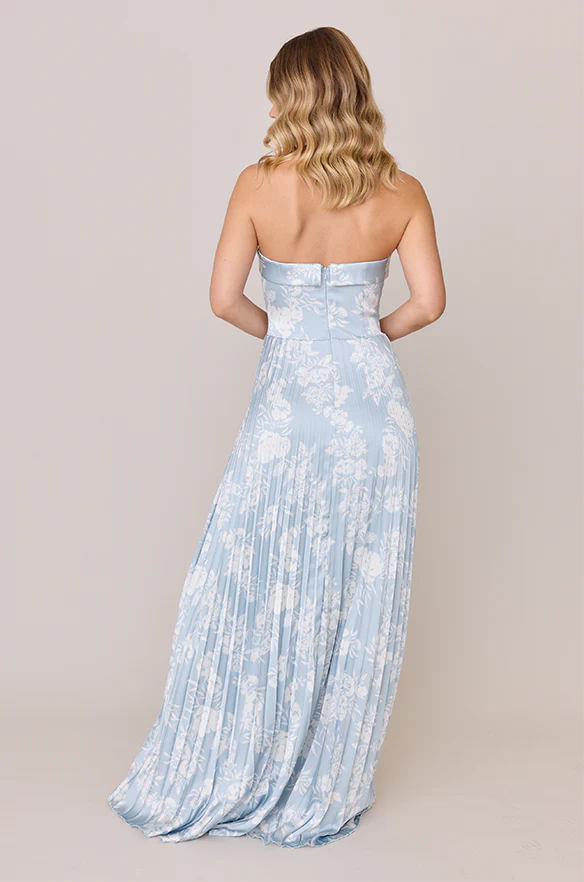 Saylor Satin Pleated Floral Print Dress | Made To Order - Image 43