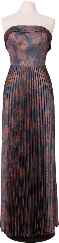 Saylor Satin Pleated Floral Print Dress | Made To Order - Image 57