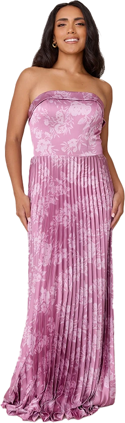 Saylor Satin Pleated Floral Print Dress | Made To Order - Image 58