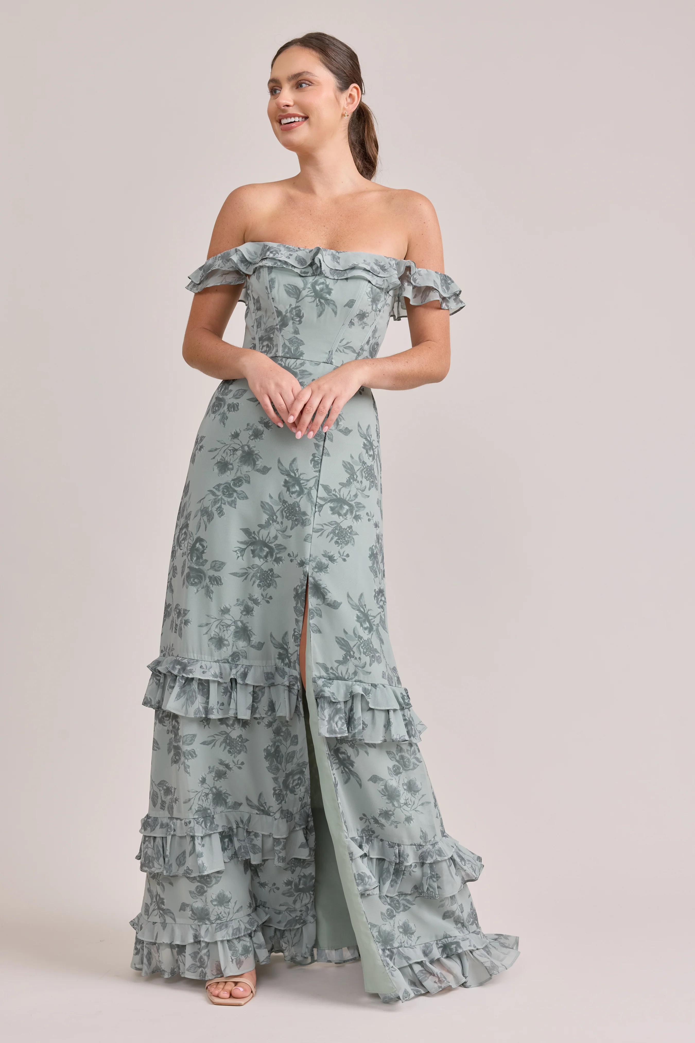 Shea Chiffon Floral Print Dress | Made To Order - Image 19