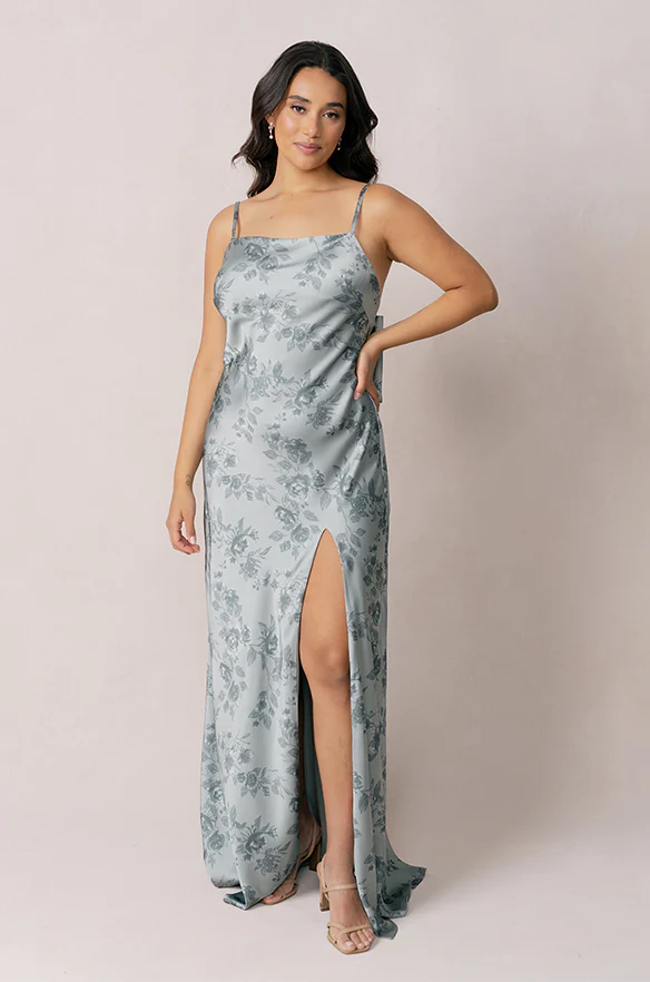 Steph Satin Floral Print Dress | Made To Order - Image 10