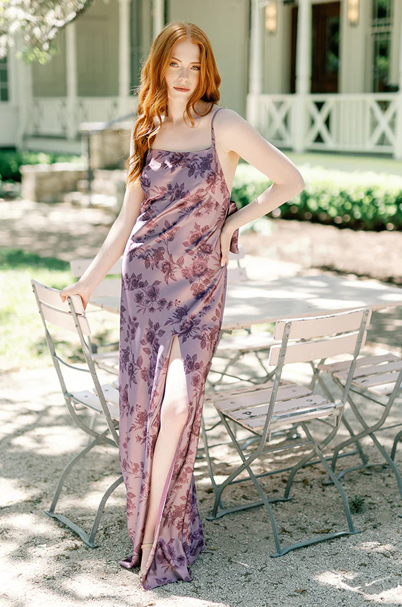 Steph Satin Floral Print Dress | Made To Order - Image 13