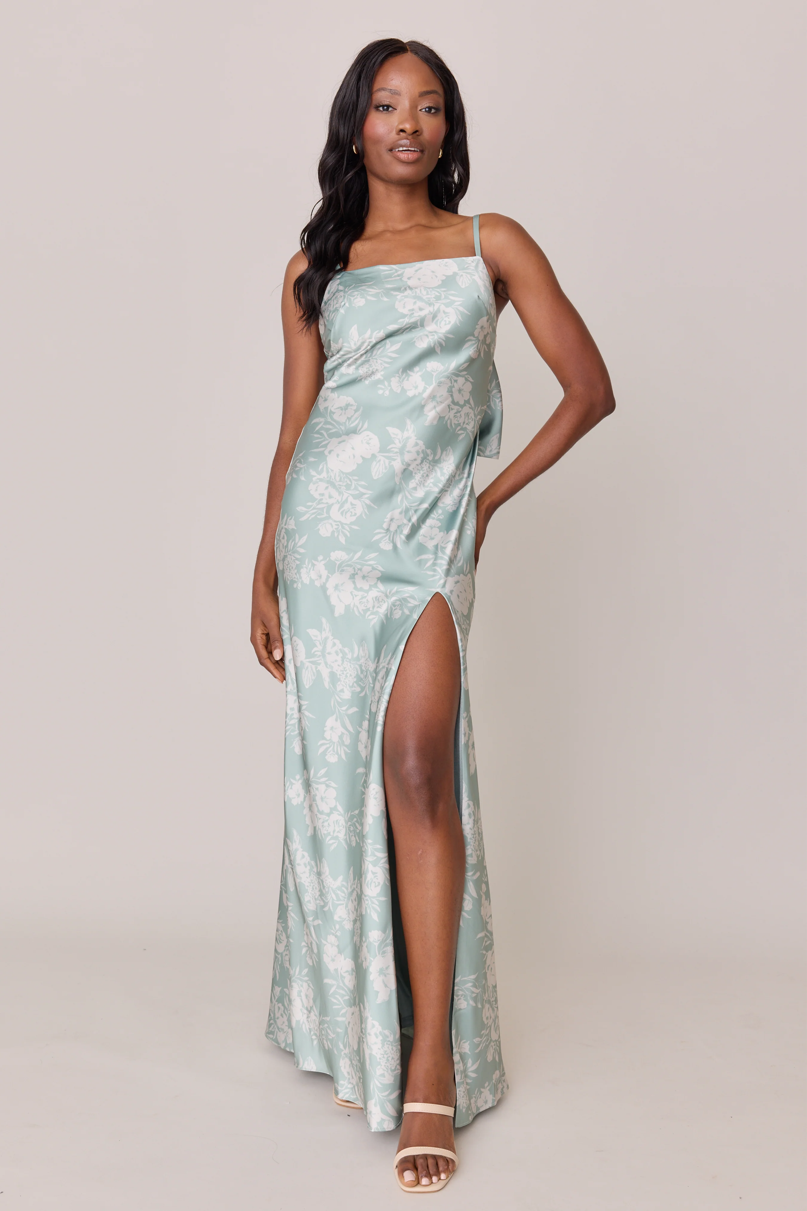 Steph Satin Floral Print Dress | Made To Order - Image 2