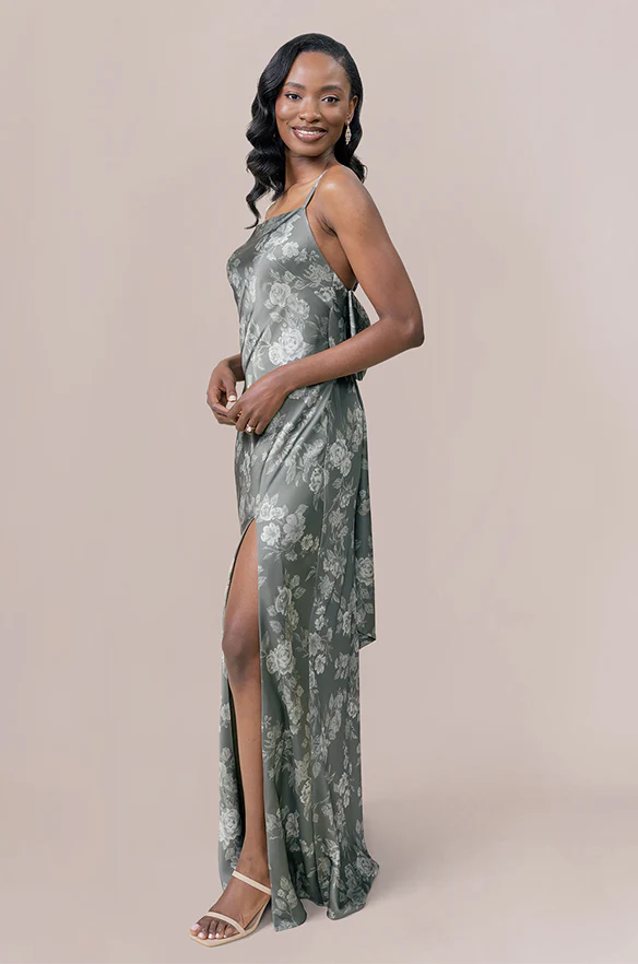 Steph Satin Floral Print Dress | Made To Order - Image 34