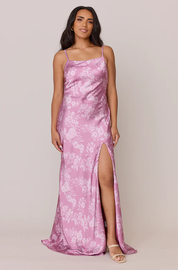 Steph Satin Floral Print Dress | Made To Order - Image 5